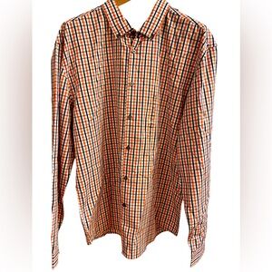 🔥🧡💙NWT Marc Ecko size XXL men’s button up shirt. Orange/navy stripe. Awesome!